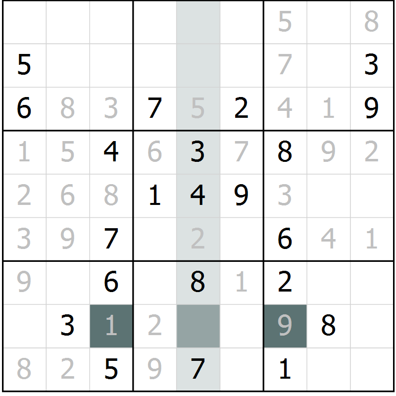 Position des candidats pour la solution de la Gr 20 page 22 du magazine de sudoku SUDOKU EXPERT n° 022
