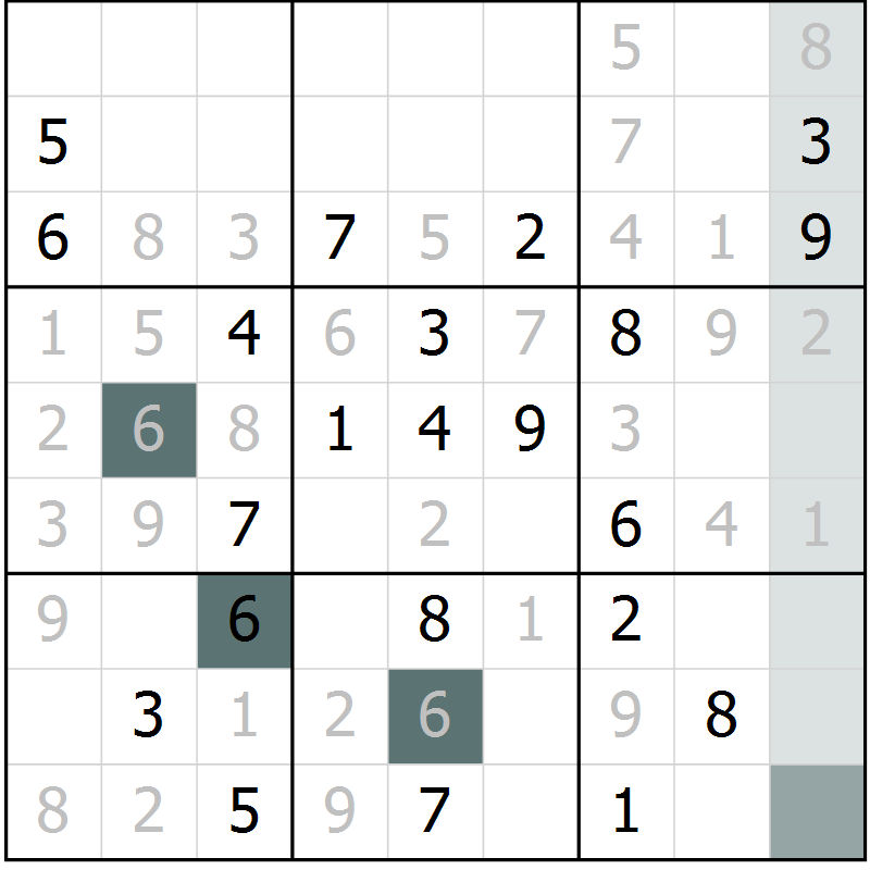 Position des candidats pour la solution de la Gr 20 page 22 du magazine de sudoku SUDOKU EXPERT n° 022