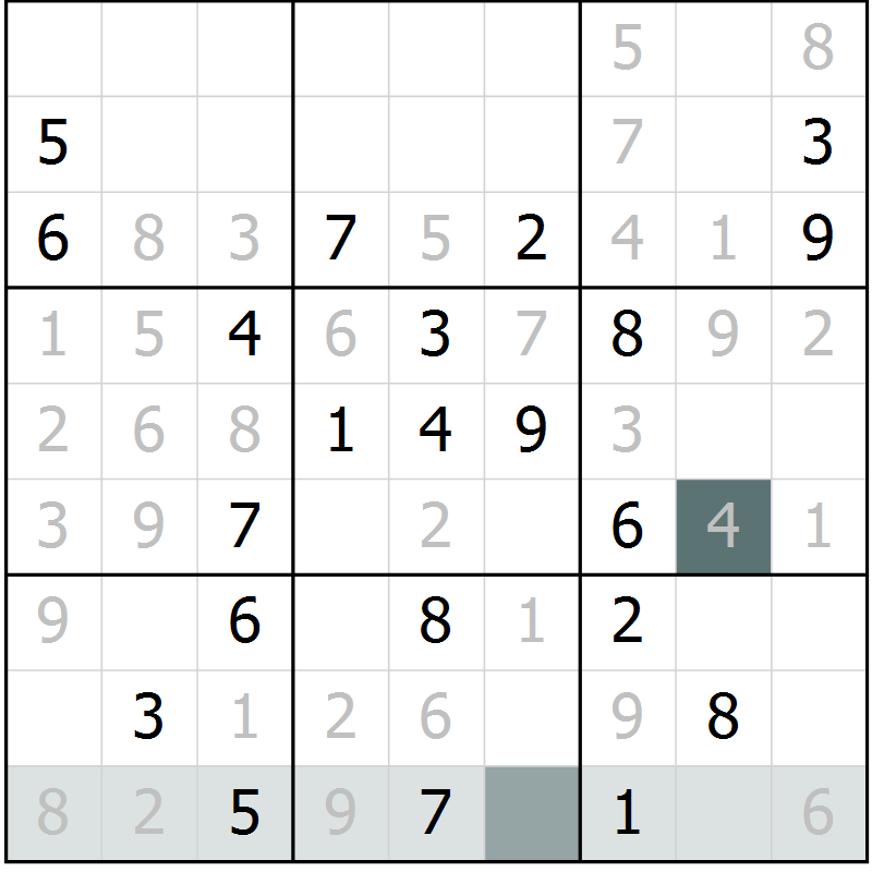Position des candidats pour la solution de la Gr 20 page 22 du magazine de sudoku SUDOKU EXPERT n° 022