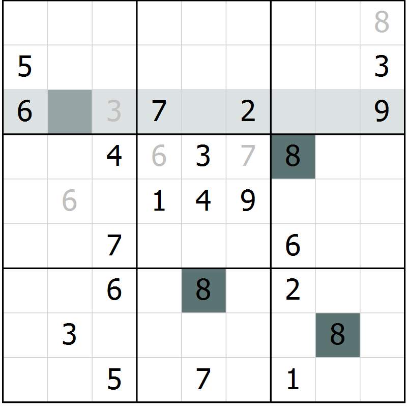 Position des candidats pour la solution de la Gr 20 page 22 du magazine de sudoku SUDOKU EXPERT n° 022