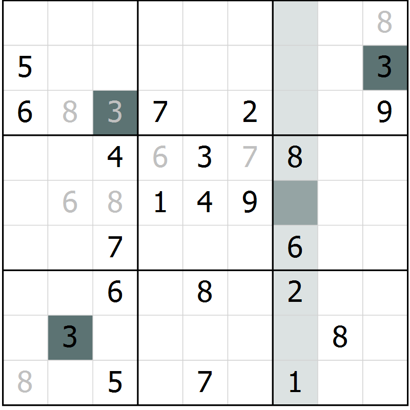 Position des candidats pour la solution de la Gr 20 page 22 du magazine de sudoku SUDOKU EXPERT n° 022