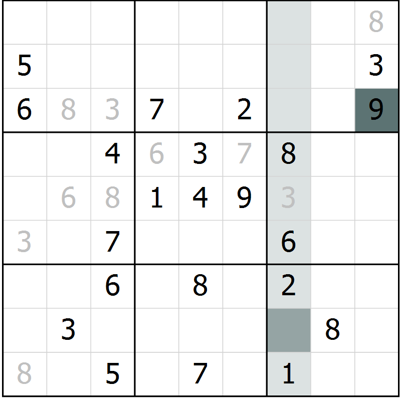 Position des candidats pour la solution de la Gr 20 page 22 du magazine de sudoku SUDOKU EXPERT n° 022