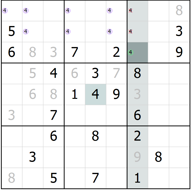 Position des candidats pour la solution de la Gr 20 page 22 du magazine de sudoku SUDOKU EXPERT n° 022