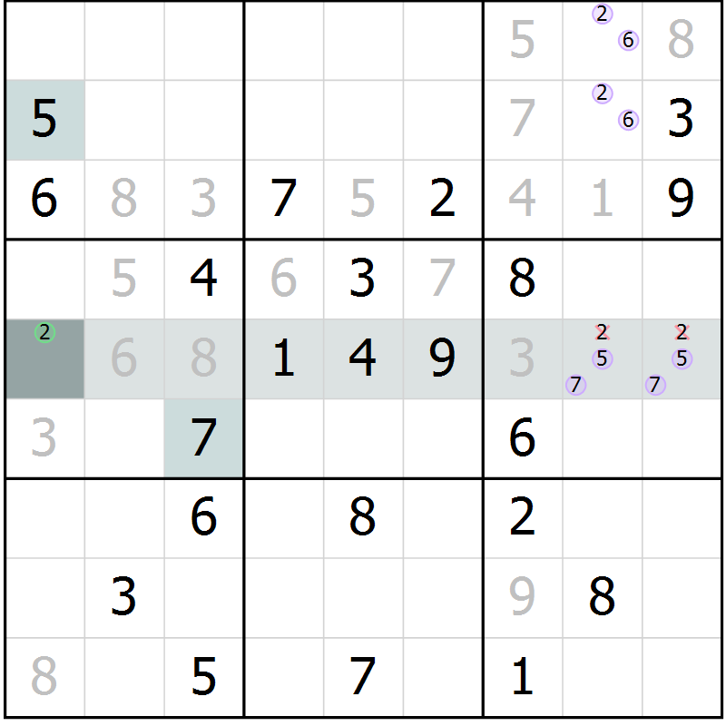 Position des candidats pour la solution de la Gr 20 page 22 du magazine de sudoku SUDOKU EXPERT n° 022