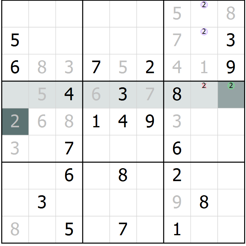 Position des candidats pour la solution de la Gr 20 page 22 du magazine de sudoku SUDOKU EXPERT n° 022