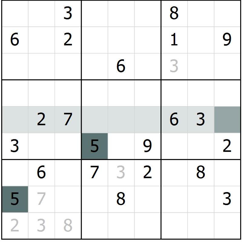 Position des candidats pour la solution de la Gr 21 page 23 du magazine de sudoku SUDOKU EXPERT n° 022