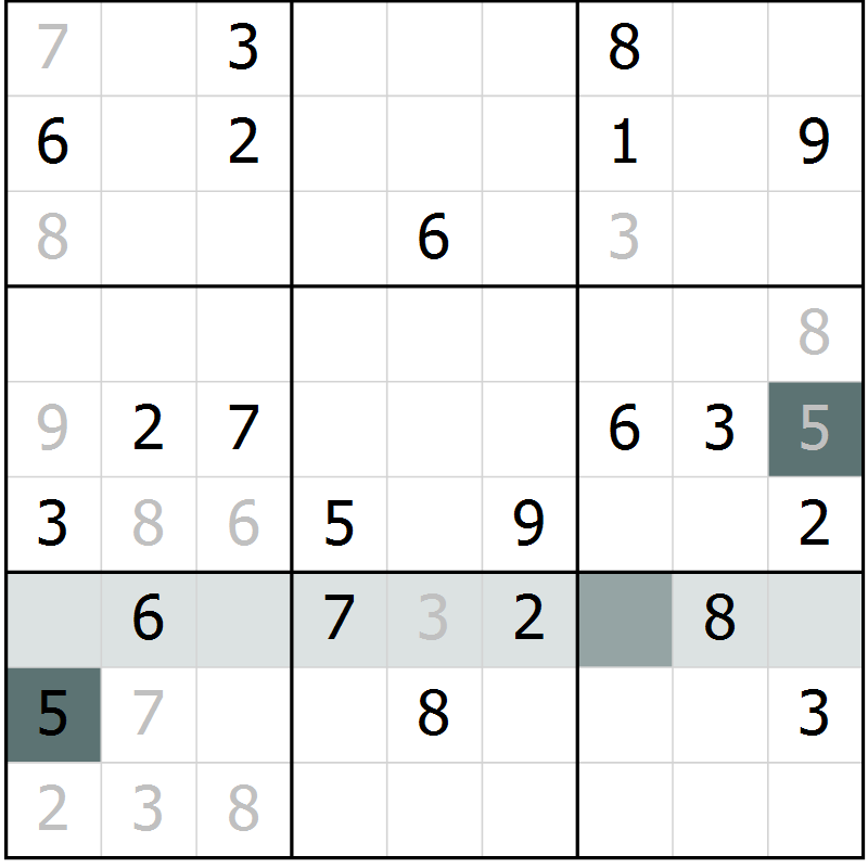 Position des candidats pour la solution de la Gr 21 page 23 du magazine de sudoku SUDOKU EXPERT n° 022