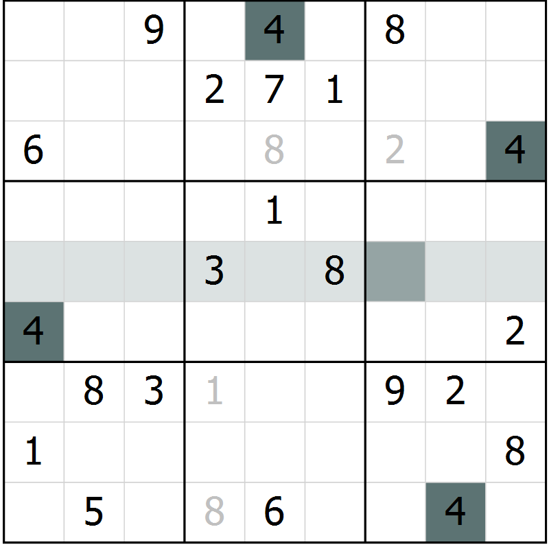 Position des candidats pour la solution de la Gr 23 page 25 du magazine de sudoku SUDOKU EXPERT n° 022