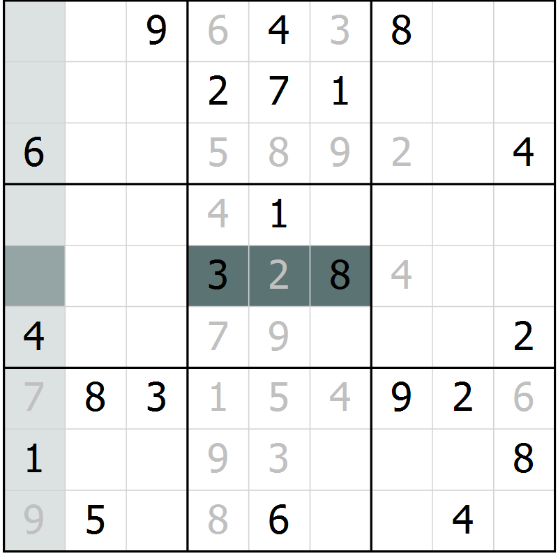 Position des candidats pour la solution de la Gr 23 page 25 du magazine de sudoku SUDOKU EXPERT n° 022