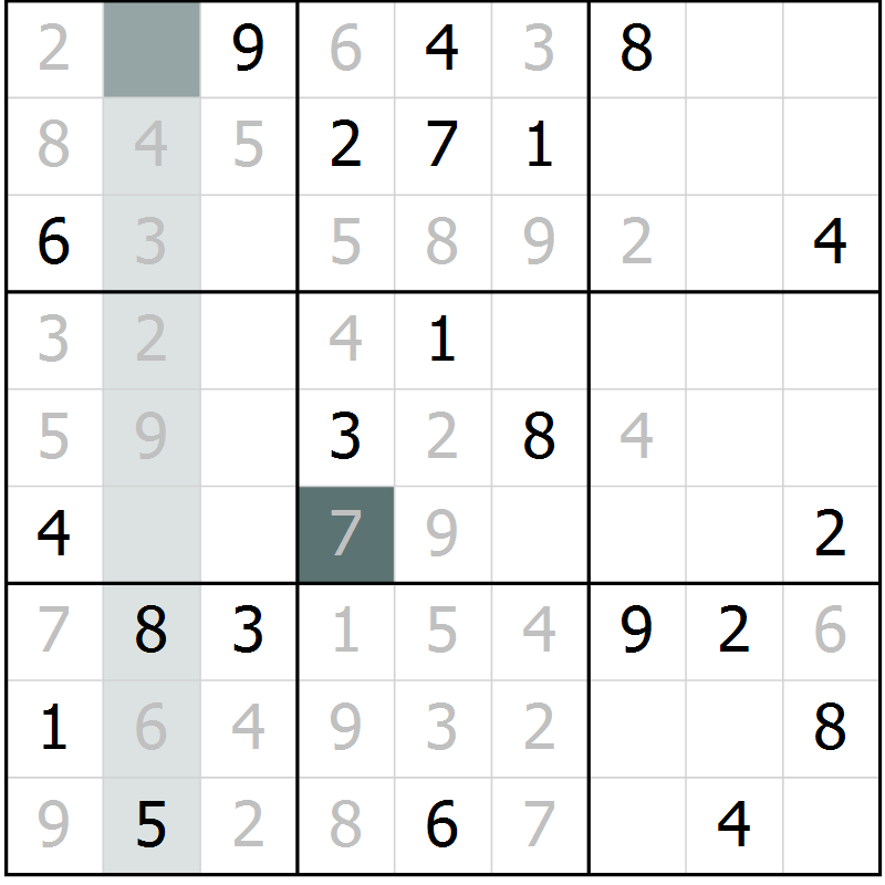 Position des candidats pour la solution de la Gr 23 page 25 du magazine de sudoku SUDOKU EXPERT n° 022