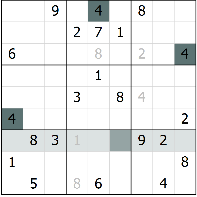 Position des candidats pour la solution de la Gr 23 page 25 du magazine de sudoku SUDOKU EXPERT n° 022