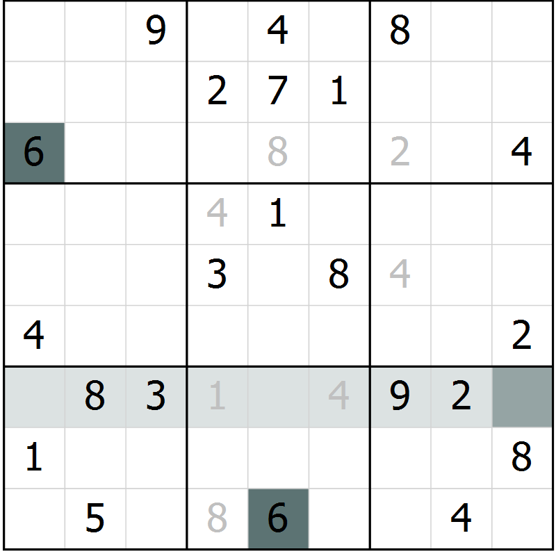 Position des candidats pour la solution de la Gr 23 page 25 du magazine de sudoku SUDOKU EXPERT n° 022