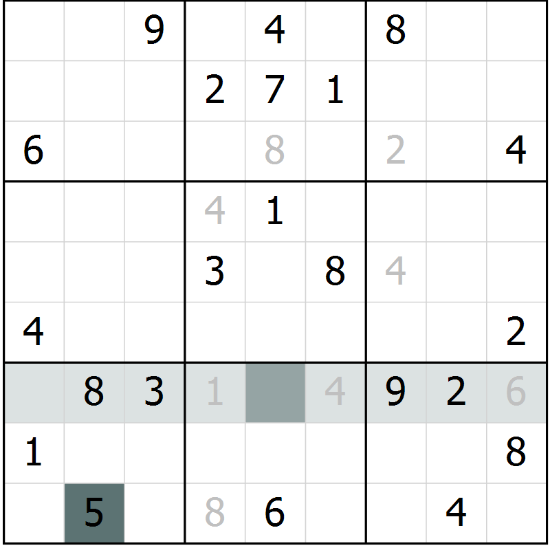 Position des candidats pour la solution de la Gr 23 page 25 du magazine de sudoku SUDOKU EXPERT n° 022
