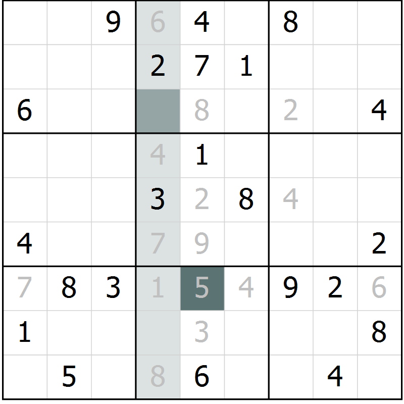 Position des candidats pour la solution de la Gr 23 page 25 du magazine de sudoku SUDOKU EXPERT n° 022