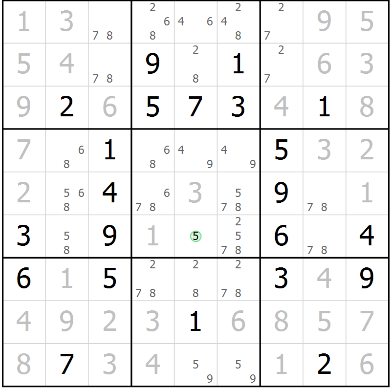 Position des candidats pour la solution de la Gr 24 page 26 du magazine de sudoku SUDOKU EXPERT n° 022