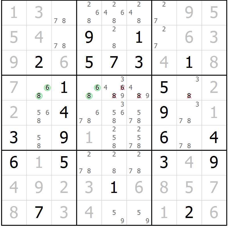 Position des candidats pour la solution de la Gr 24 page 26 du magazine de sudoku SUDOKU EXPERT n° 022