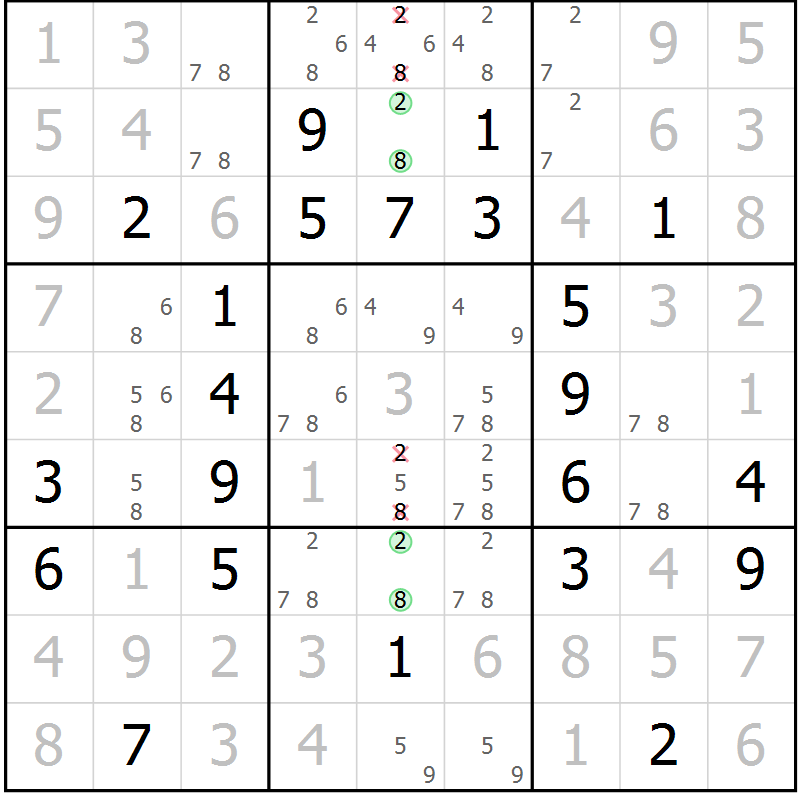 Position des candidats pour la solution de la Gr 24 page 26 du magazine de sudoku SUDOKU EXPERT n° 022