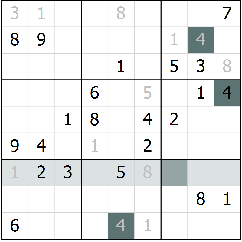 Position des candidats pour la solution de la Gr 25 page 27 du magazine de sudoku SUDOKU EXPERT n° 022
