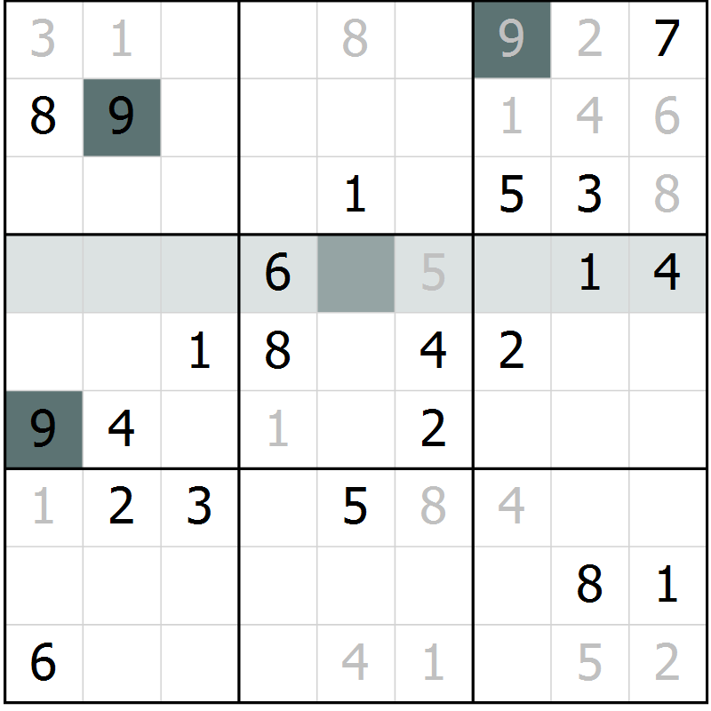 Position des candidats pour la solution de la Gr 25 page 27 du magazine de sudoku SUDOKU EXPERT n° 022
