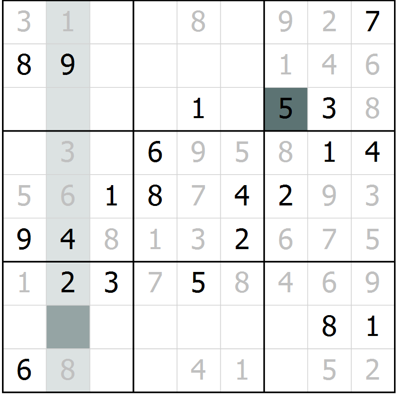 Position des candidats pour la solution de la Gr 25 page 27 du magazine de sudoku SUDOKU EXPERT n° 022