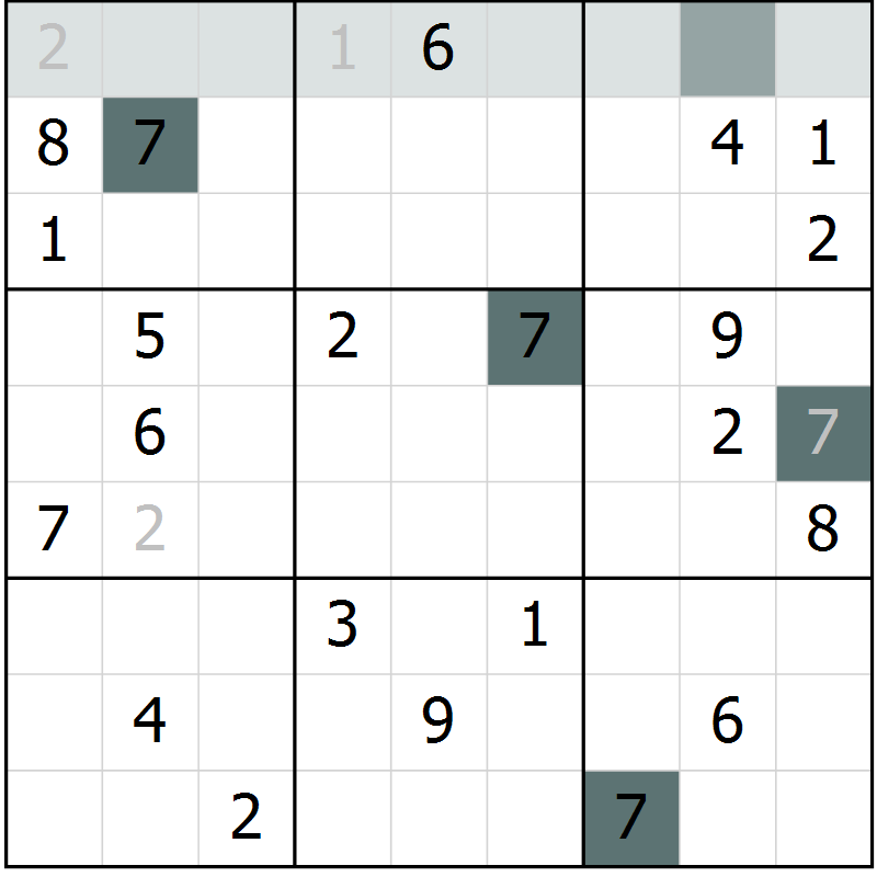 Position des candidats pour la solution de la Gr 26 page 28 du magazine de sudoku SUDOKU EXPERT n° 022