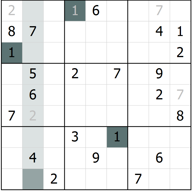Position des candidats pour la solution de la Gr 26 page 28 du magazine de sudoku SUDOKU EXPERT n° 022