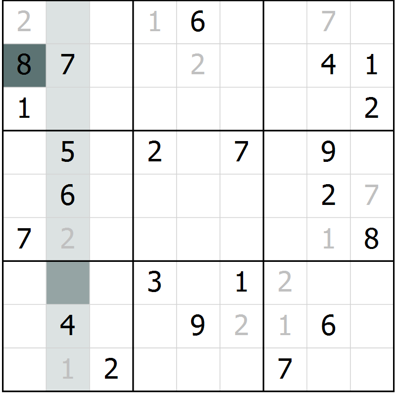 Position des candidats pour la solution de la Gr 26 page 28 du magazine de sudoku SUDOKU EXPERT n° 022