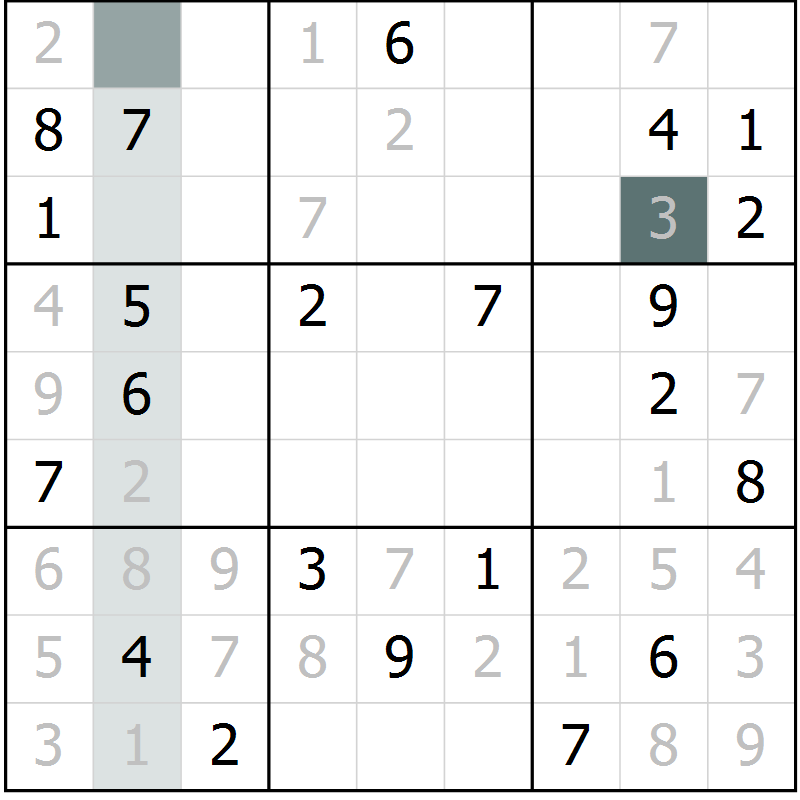 Position des candidats pour la solution de la Gr 26 page 28 du magazine de sudoku SUDOKU EXPERT n° 022