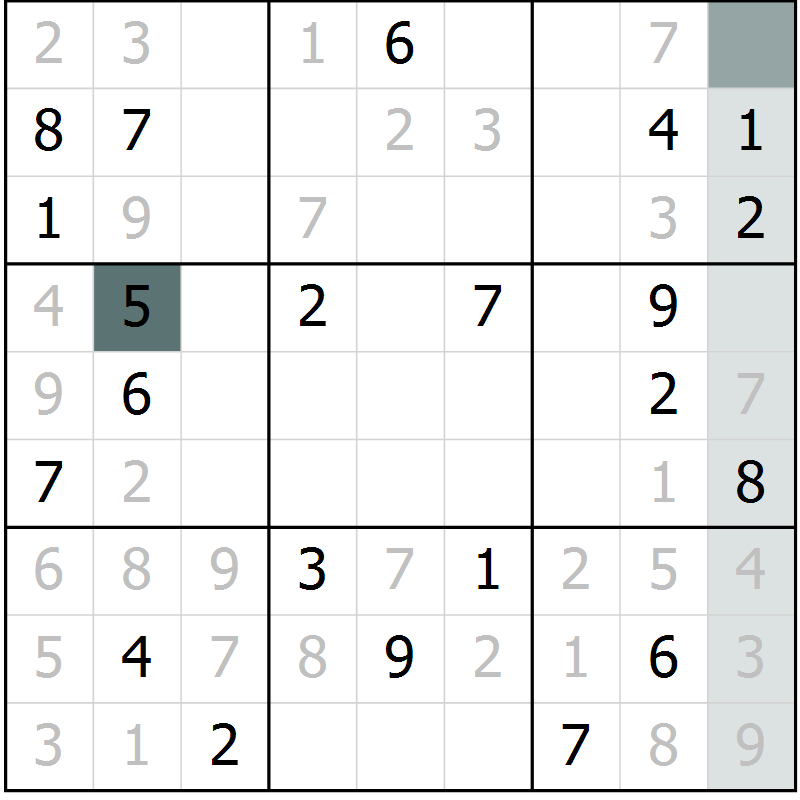 Position des candidats pour la solution de la Gr 26 page 28 du magazine de sudoku SUDOKU EXPERT n° 022