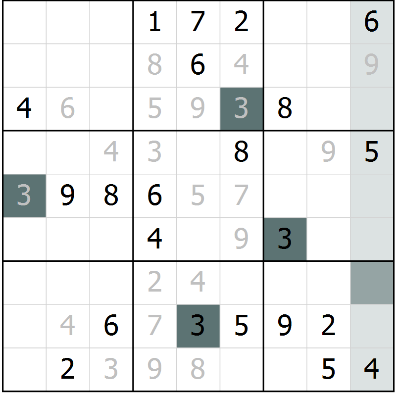 Position des candidats pour la solution de la Gr 27 page 29 du magazine de sudoku SUDOKU EXPERT n° 022