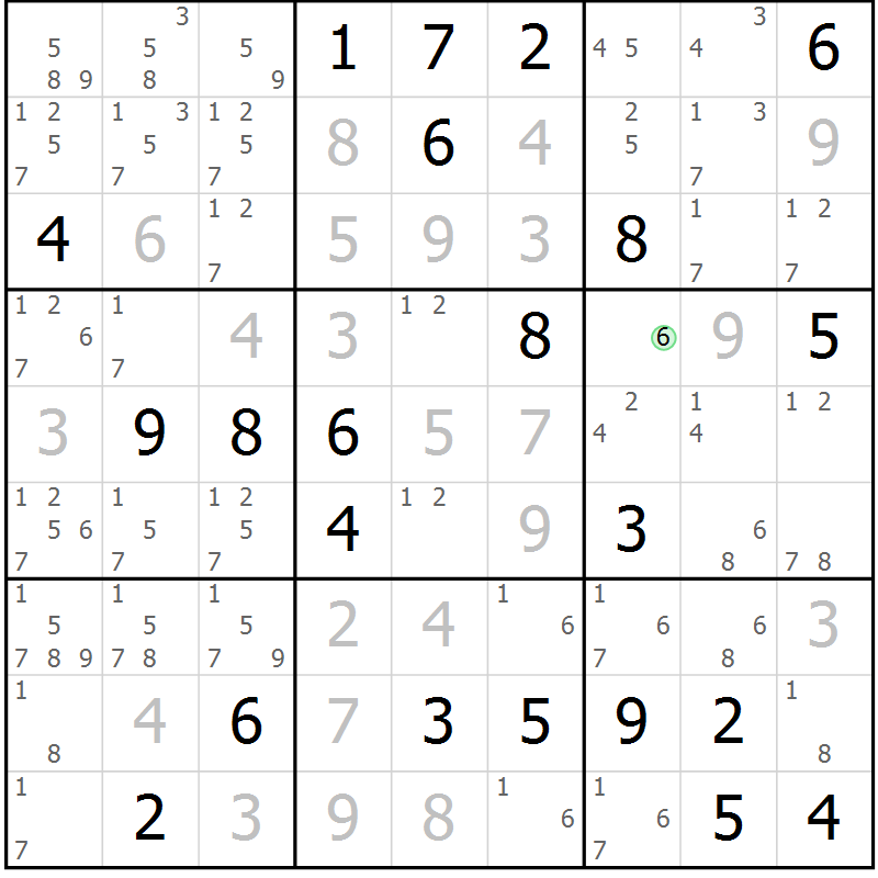 Position des candidats pour la solution de la Gr 27 page 29 du magazine de sudoku SUDOKU EXPERT n° 022