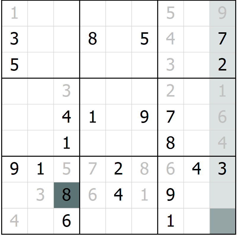 Position des candidats pour la solution de la Gr 28 page 30 du magazine de sudoku SUDOKU EXPERT n° 022