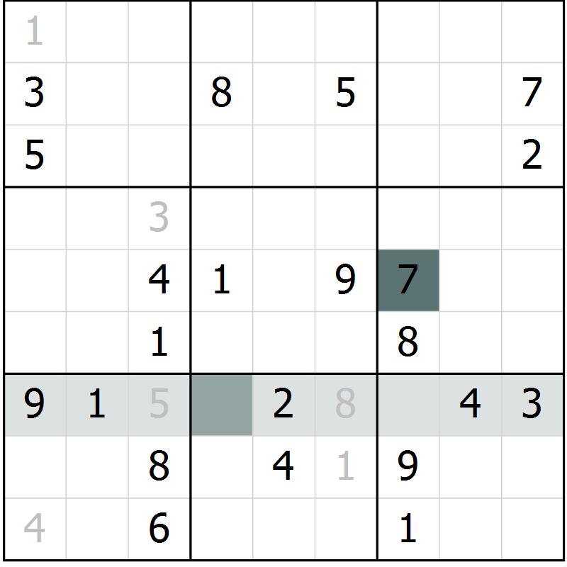 Position des candidats pour la solution de la Gr 28 page 30 du magazine de sudoku SUDOKU EXPERT n° 022