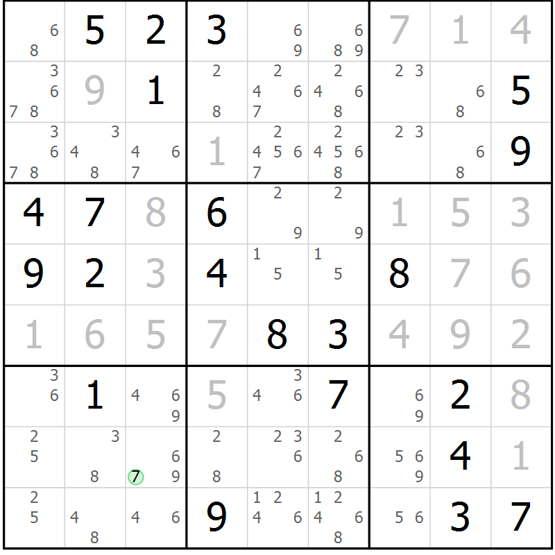 Position des candidats pour la solution de la Gr 29 page 31 du magazine de sudoku SUDOKU EXPERT n° 022