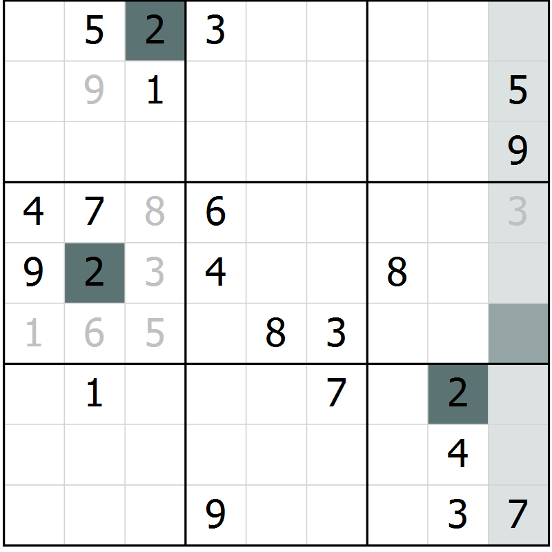 Position des candidats pour la solution de la Gr 29 page 31 du magazine de sudoku SUDOKU EXPERT n° 022