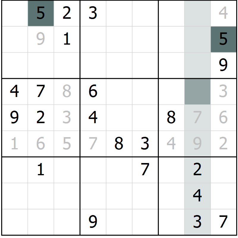 Position des candidats pour la solution de la Gr 29 page 31 du magazine de sudoku SUDOKU EXPERT n° 022