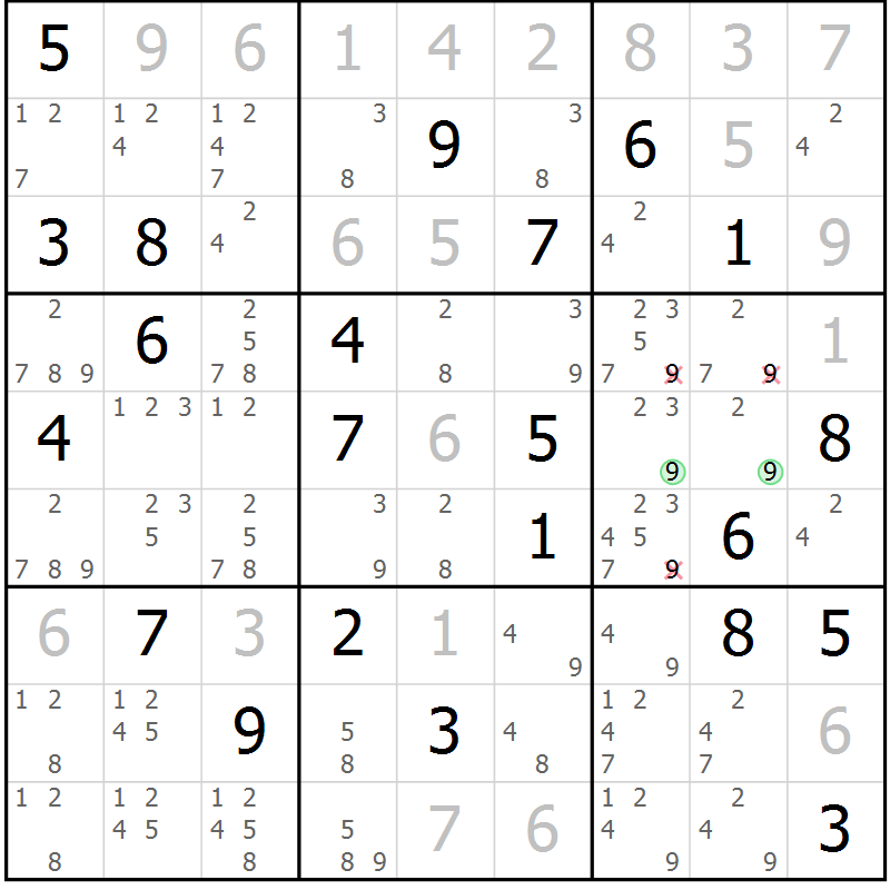 Position des candidats pour la solution de la Gr 30 page 32 du magazine de sudoku SUDOKU EXPERT n° 022