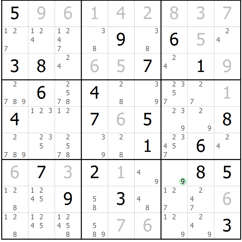 Position des candidats pour la solution de la Gr 30 page 32 du magazine de sudoku SUDOKU EXPERT n° 022