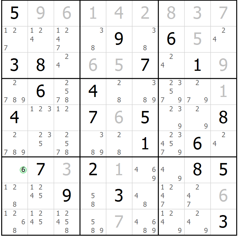 Position des candidats pour la solution de la Gr 30 page 32 du magazine de sudoku SUDOKU EXPERT n° 022