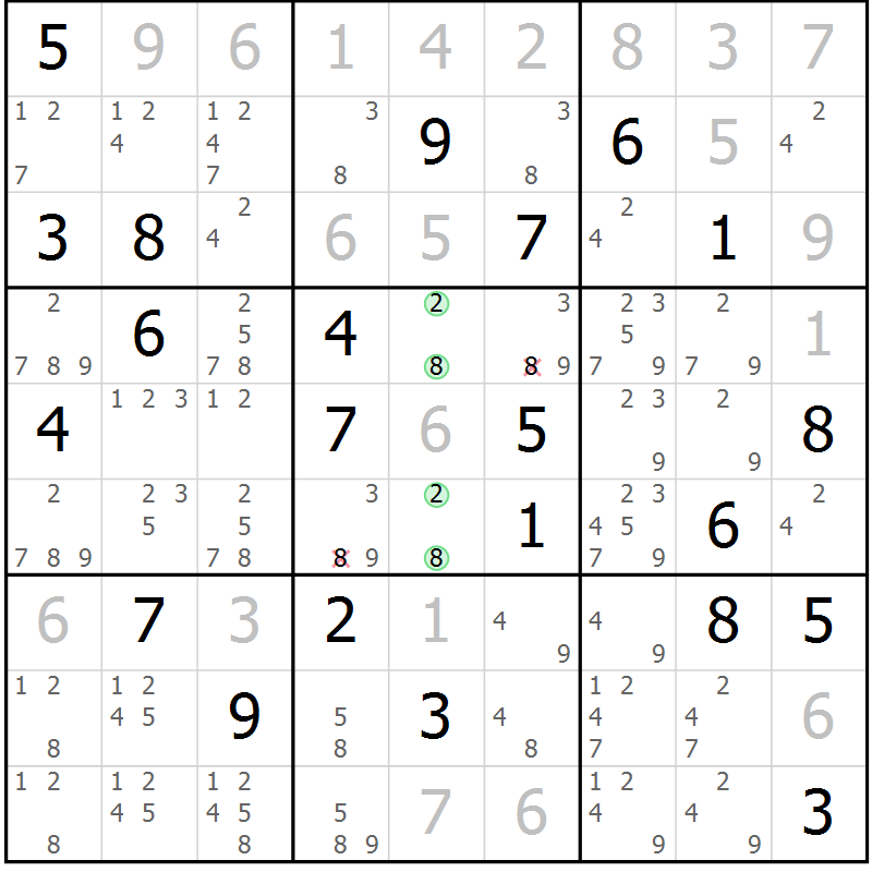 Position des candidats pour la solution de la Gr 30 page 32 du magazine de sudoku SUDOKU EXPERT n° 022