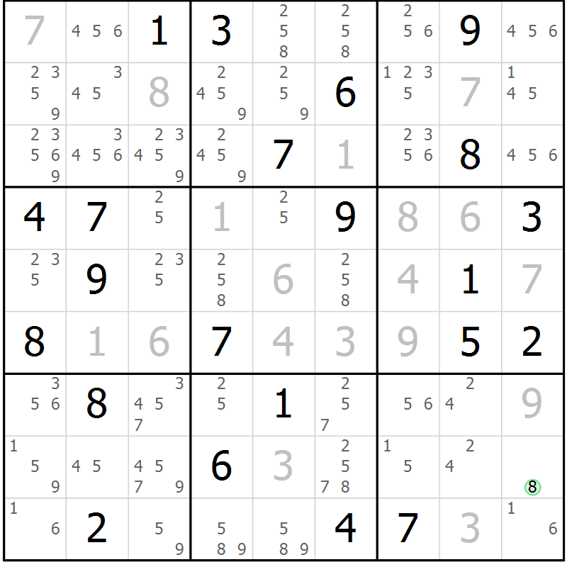 Position des candidats pour la solution de la Gr 31 page 33 du magazine de sudoku SUDOKU EXPERT n° 022