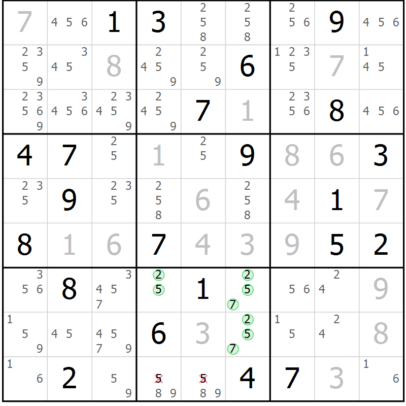 Position des candidats pour la solution de la Gr 31 page 33 du magazine de sudoku SUDOKU EXPERT n° 022