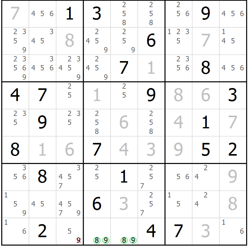 Position des candidats pour la solution de la Gr 31 page 33 du magazine de sudoku SUDOKU EXPERT n° 022