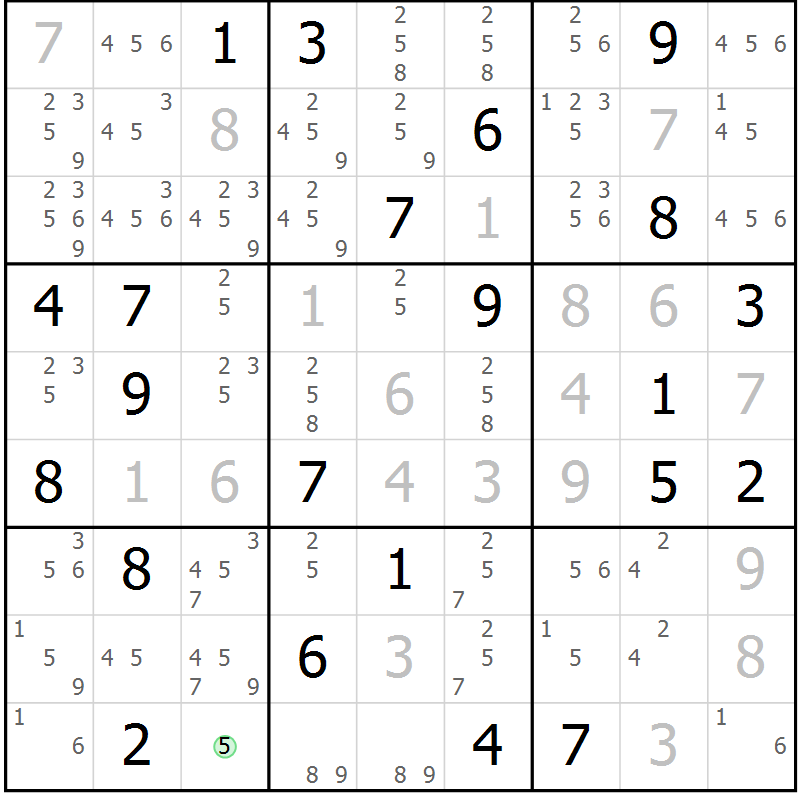 Position des candidats pour la solution de la Gr 31 page 33 du magazine de sudoku SUDOKU EXPERT n° 022
