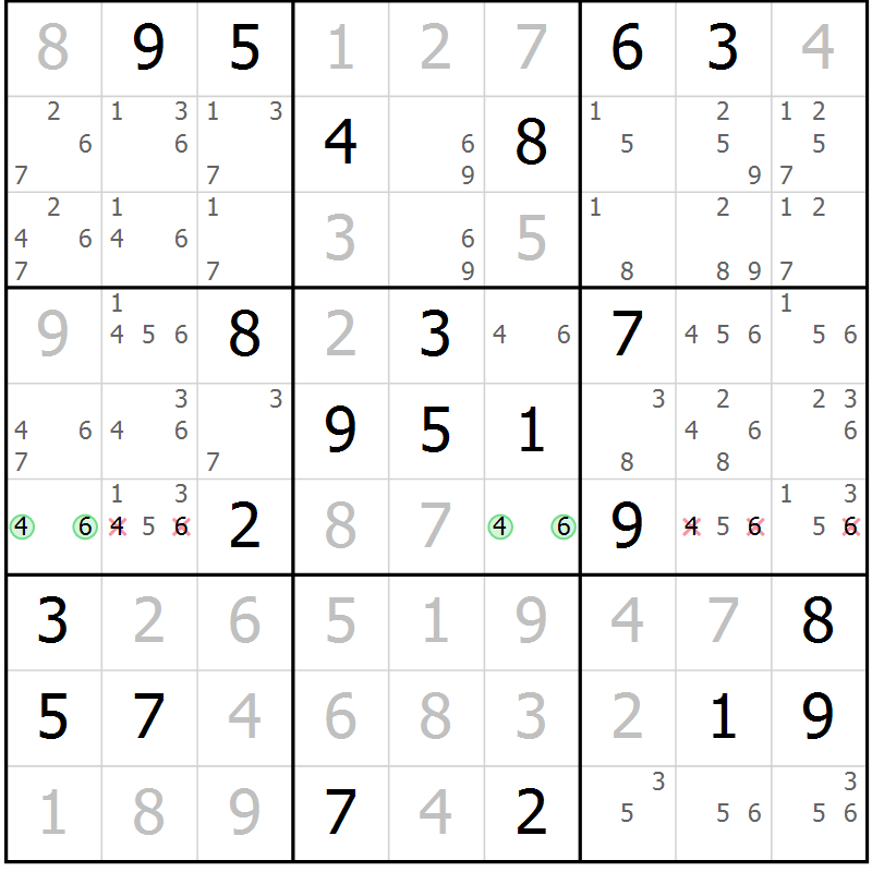 Position des candidats pour la solution de la Gr 32 page 34 du magazine de sudoku SUDOKU EXPERT n° 022