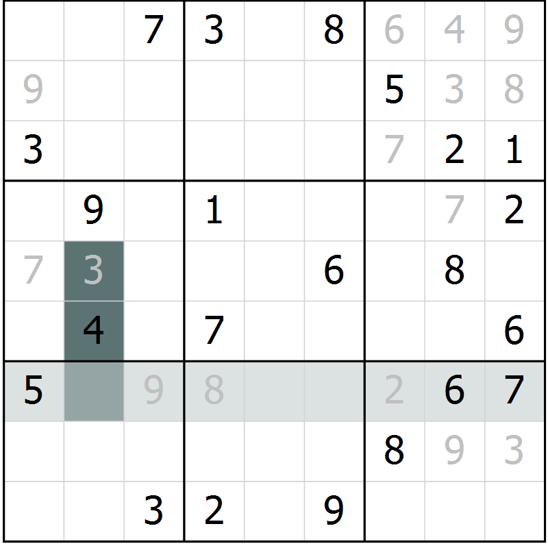 Position des candidats pour la solution de la Gr 33 page 35 du magazine de sudoku SUDOKU EXPERT n° 022
