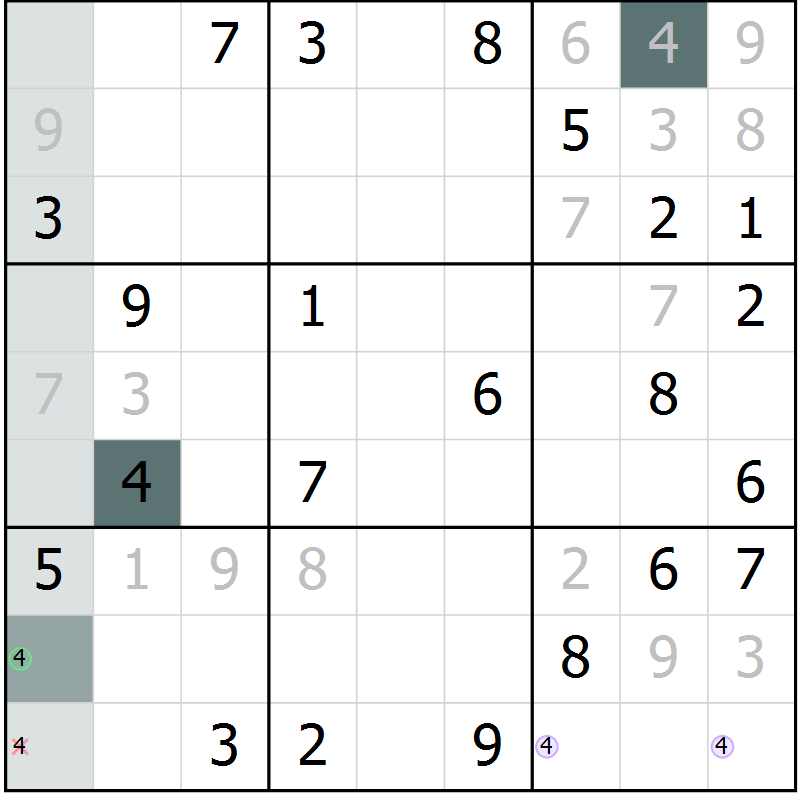 Position des candidats pour la solution de la Gr 33 page 35 du magazine de sudoku SUDOKU EXPERT n° 022