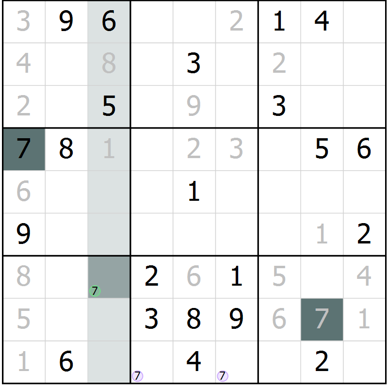 Position des candidats pour la solution de la Gr 34 page 36 du magazine de sudoku SUDOKU EXPERT n° 022