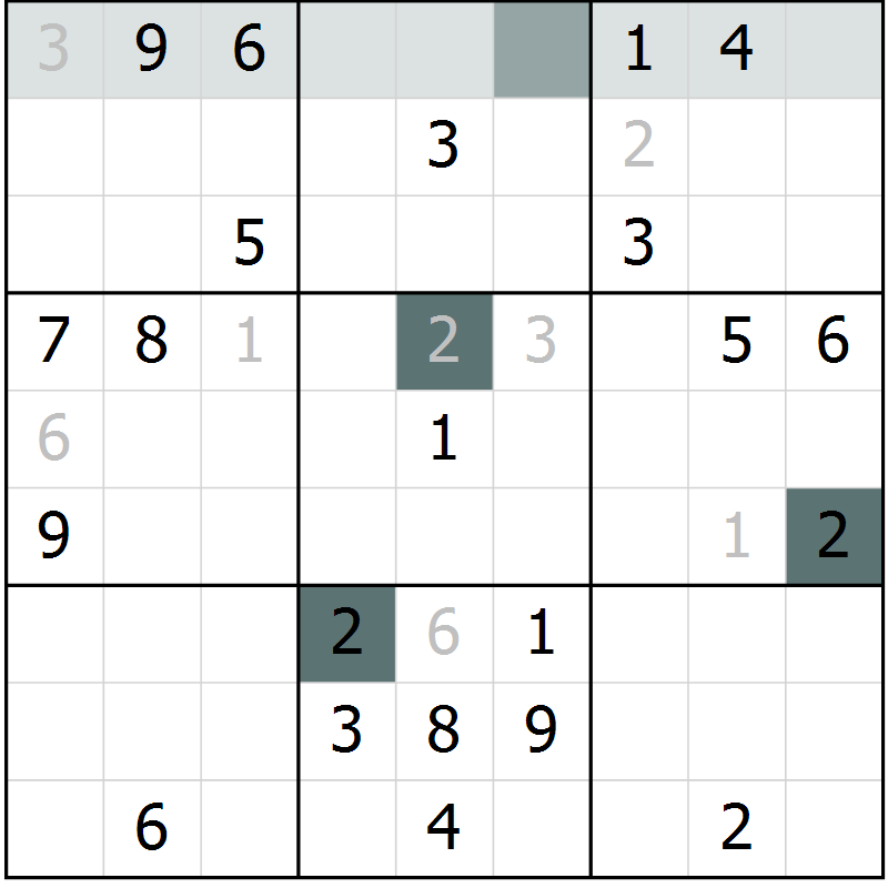 Position des candidats pour la solution de la Gr 34 page 36 du magazine de sudoku SUDOKU EXPERT n° 022