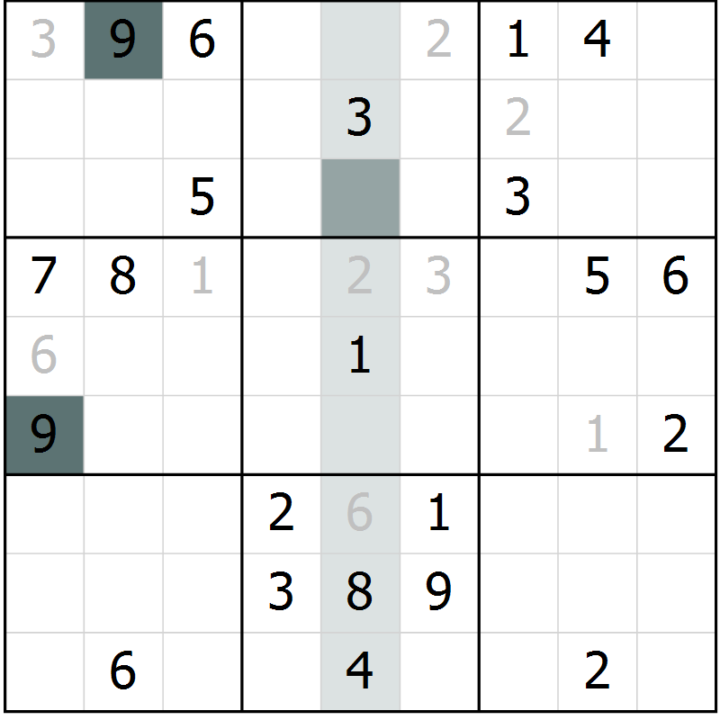 Position des candidats pour la solution de la Gr 34 page 36 du magazine de sudoku SUDOKU EXPERT n° 022